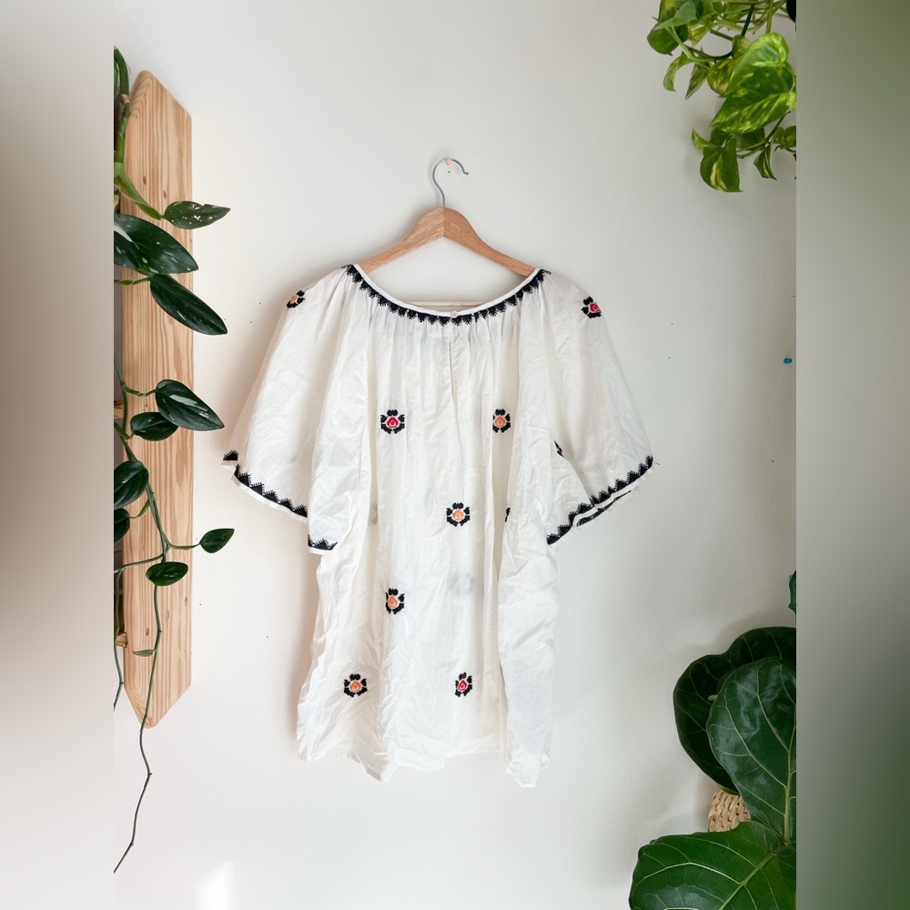 Madewell Nancy Embroidered Flutter Sleeve top size 2X